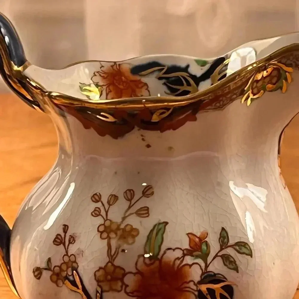 Royal Doulton Matsumai‎ Pitcher or Creamer Floral cobalt blue, gilded gold rim